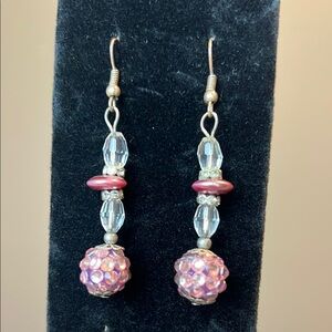 Pink and Silver Dangle Earrings